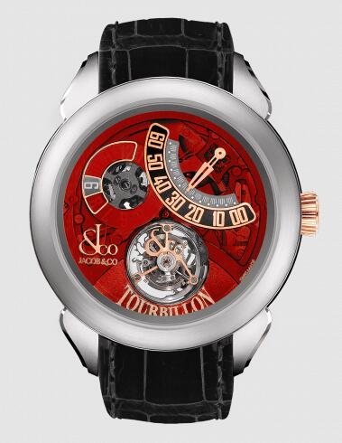 Jacob & Co. PALATIAL FLYING TOURBILLON JUMPING HOURS TITANIUM (RED MINERAL CRYSTAL) Watch Replica PT520.24.NS.QB.A Jacob and Co Watch Price